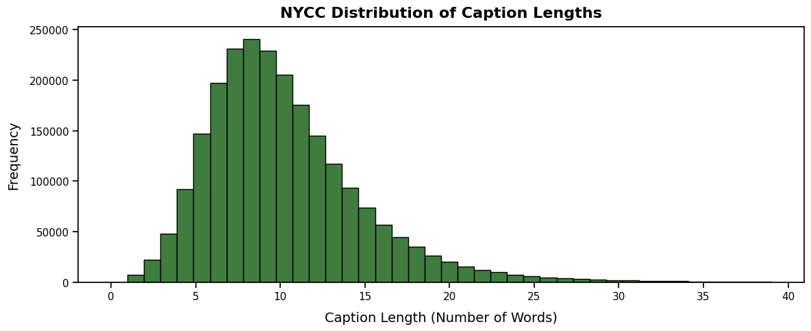 Distribution of Caption Lengths (in Words)